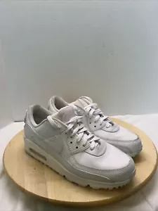 New Nike Air Max 90 LTR Boys Size 7 Triple White Leather - Picture 1 of 6