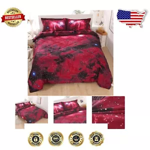 Crimson Galaxy 3D Comforter Set - Full Size Bedding for Cozy Kids' Spaces - Picture 1 of 9