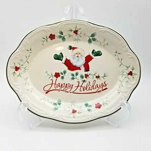 Plato de cerámica de vacaciones de Navidad Pfaltzgraff Winterberry Santa Claus 11" - Imagen 1 de 3