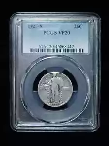 1927-S 25c Standing Liberty Silver Quarter - PCGS VF20 - Picture 1 of 4