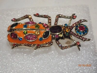 Anel Heidi Daus Swarovski cristal esmalte declaração inseto dois dedos RARO TAMANHO 9/10 - Imagem 1 de 4