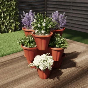 Stacking Planter Space Saving Flower Pots- Set of 3 Indoor/Outdoor Vertical - Picture 1 of 5