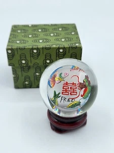 Vintage miniatura souvenir drago cinese interno sfera in vetro dipinto per Fred - Foto 1 di 11