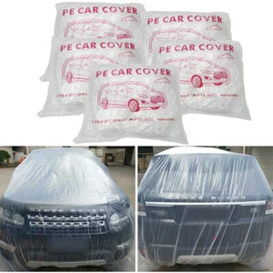 5 PACK Clear Plastic Car Cover Temporary Universal Disposable Rain Dust Garage - Picture 1 of 8