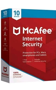 McAfee Internet Security 1 year subscription 10 devices windows 8, 10 - Picture 1 of 4