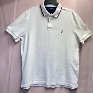 Camisa Polo Nautica Calce Clásico Manga Corta Doble Punta Cuello Hombres Mediana Blanca - Imagen 1 de 22