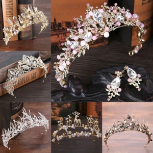 Tiara nupcial boda imitación perla cristal estrás corona oro plata banda para el cabello - Imagen 1 de 25