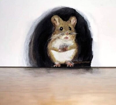 Adesivo de parede 3D realista mouse adesivo de parede miniatura mouse buraco decalque mural - Imagem 1 de 2