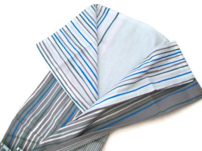 West Elm Reversible Blue Gray White Skinny Stripe Euro Pillow Cover Sham - Image 1 of 3