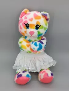 Build a Bear BAB Rainbow Friends 16" Gato Peluche Arco Iris Coloridos Corazones Retirado - Imagen 1 de 13