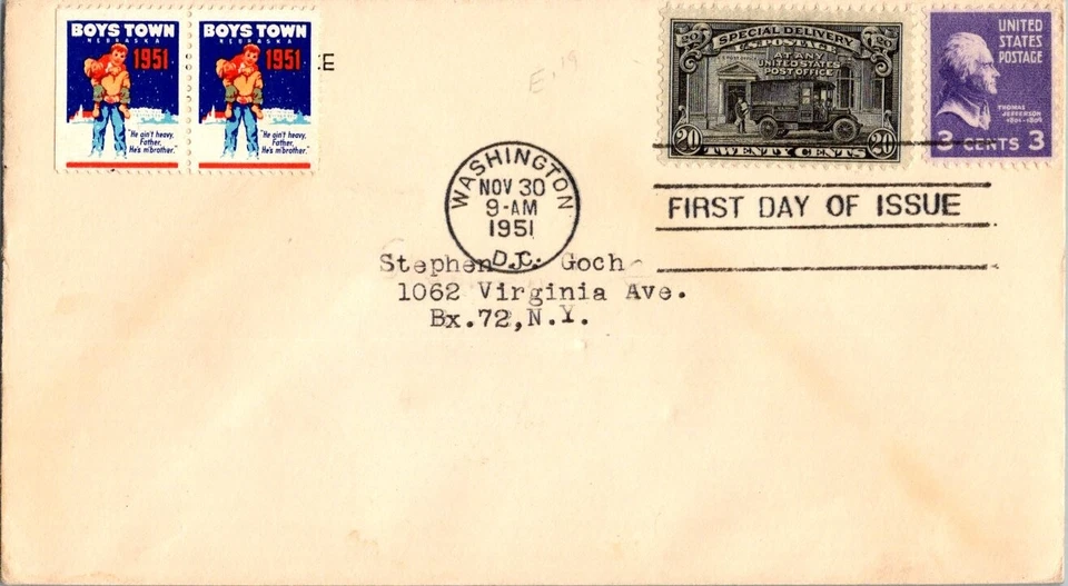 Post Office Truck - Special Delivery - 1951 First Day Cover FDC - Scott E19 - Image 1 of 1