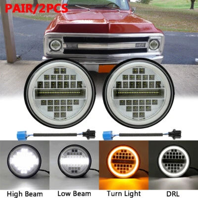 Пара 7-дюймовых светодиодных дневных ходовых огней для пикапа Chevrolet C10 C20 Dodge Bertone X 1/9 - Изображение 1 из 4