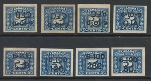 1935 Canada Excise Revenue Tax (8 Stamps) 2c-5c Tobacco Precancels - Imagen 1 de 4