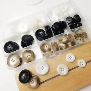 90PCS Craft Buttons 4-Hole Resin Buttons for Coats Sweaters Light Coffee - Picture 1 of 8