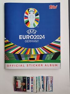 Topps UEFA EM EURO 2024 Germany -Softcover LeerAlbum + 30 nur versch. Stickers -