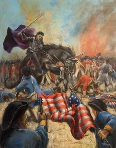 LEO ORIGINAL Sleepy Hollow Headless Horseman Walken Hessian AWI OIL PAINTING - Picture 1 of 2