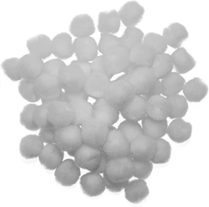 0.5 Inch White Tiny Craft Pom Poms 100 Pieces - Picture 1 of 4