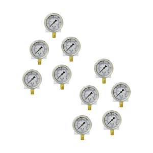 10 PACK LIQUID FILLED PRESSURE GAUGE 0-30 PSI, 2.5" FACE, 1/4" LOWER MOUNT WOG - Picture 1 of 5