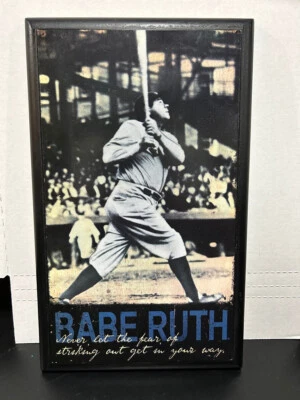 Babe Ruth New York Yankees Picture Plague Man Cave Wall Art 8 in x 13 Open Road - Image 1 of 3