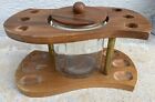 Vintage Dun-Rite Wood Products 6 Pipe&#160;Stand Holder Rack with Glass Humidor Jar