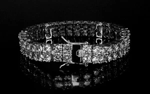 Brazalete de tenis de doble fila de 10 mm simulado de laboratorio VVS1 brazalete de diamantes - Imagen 1 de 6