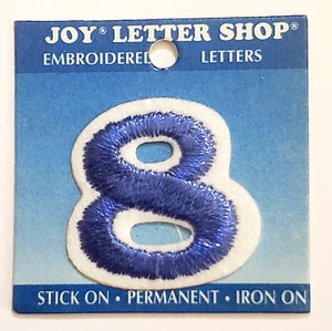 JOY LETTER SHOP Cooper Font Embroidered Numbers Iron On Applique - BLUE #8 - Picture 1 of 1