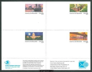 Postkarten, UX142a Viererbogen mit UX139, UX140, UX141 und UX142 - Bild 1 von 1