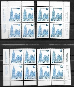 pk03006:Stamps-Canada #714 Parliament 12 cent Plate 1 Block Set-MNH - Picture 1 of 1