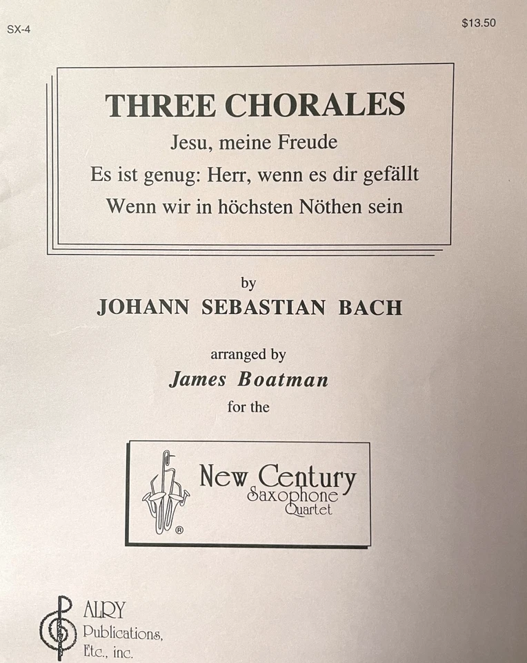 Three Chorales By Johann S. Bach, Saxophone Quartet, arr. by James Boatman - Image 1 of 1