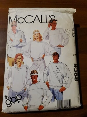 McCall's 9388 The Gap Sweatshirt Knit Top Pattern Misses' & Men Size XL Cut - Image 1 of 2