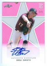 DREW CHRISTO "AUTOGRAPH CARD #1/1" LEAF PERFECT GAME NATIONAL SHOWCASE 2020