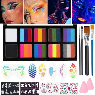 Set Trucco Bambini Colore Viso Professionale UV Bodypainting Colori Carnevale - Immagine 1 di 4