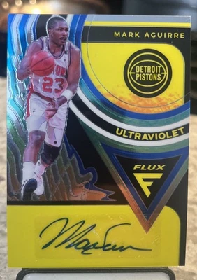 Mark Aguirre 2020-21 Panini Flux Ultraviolet Signatures AUTO #UV-MAG Pistons - Image 1 of 2