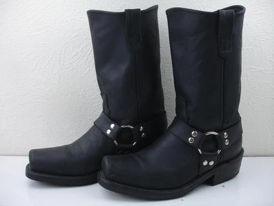 Men's 8.5 EE Wide Double-H 11" Harness Boots 4008 Black Leather Square Toe USA - Image 1 of 4