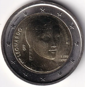 2 Euro Gedenkmünze Italien - 2019 - "500. Todestag v. Leonardo da Vinci" - Bild 1 von 2