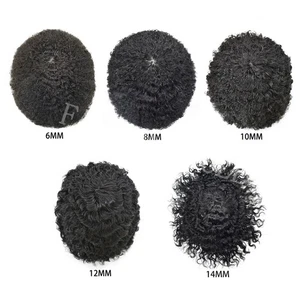 Afro Toupet für schwarze Männer Haareinheiten Afroamerikanisch Herren Echthaar System - Bild 1 von 20