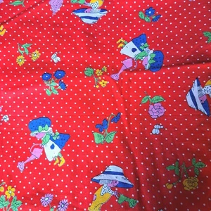 Vintage Mid-century Sewing Quilting Cotton Fabric Gardening Children 1 1/8 Yd - Picture 1 of 2