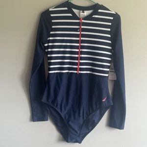 Nautica Long Sleeve Swim Suit Women’s Size Large New with Tags Deep Sea Navy - Picture 1 of 11