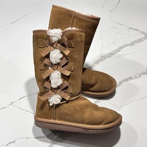 Koolaburra UGG kleine Mädchen braune Winter Leder Lammfell Stiefel 1020171 Größe 1 - Bild 1 von 13