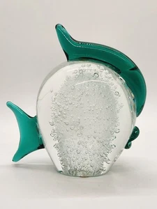 Art Glass Figural Fish Paper weight w/Controlled Bubbles Made in Mexico - Picture 1 of 13