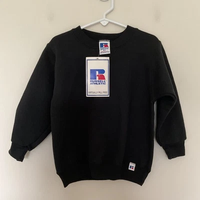 VTG 90s Made In USA russell athletic crewneck sweatshirt youth Sz S Black NWT - Image 1 of 4