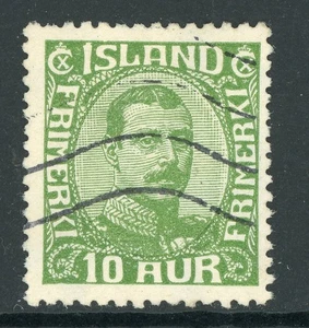 Iceland 1921 Christian X 10a Green Scott 116 VFU D222 - Picture 1 of 6