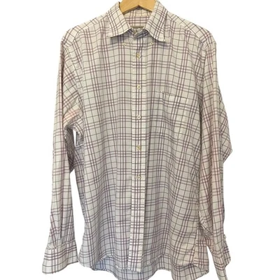Burberry Men's Dress Button Down Plaid Shirt Size Large Made in USA - Image 1 of 4