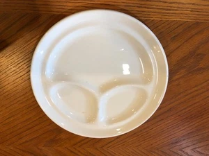 WALKER CHINA DIVIDED CHILDS PLATE 8 1/4" DIAMETER, WHITE - Picture 1 of 2