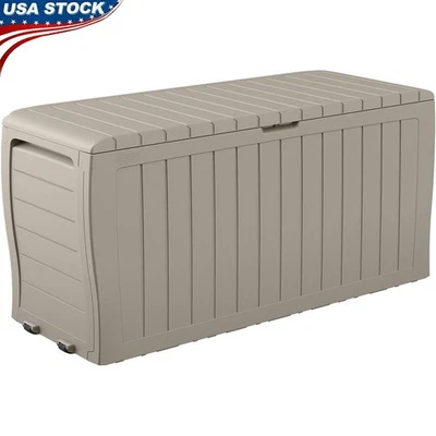 Caja de almacenamiento exterior resina resistente a la intemperie banco asiento equipo piscina accesorios nuevo Foto 1 de 4