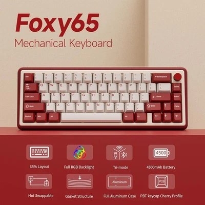 Foxy 65 Mechanical Gaming Keyboard 65% Aluminum Wireless Bluetooth Hot Swappable - Image 1 of 4