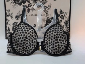 Victoria Secret Unlined Demi Starbrust Closure Bra 32DD Black (60469) - Picture 1 of 9