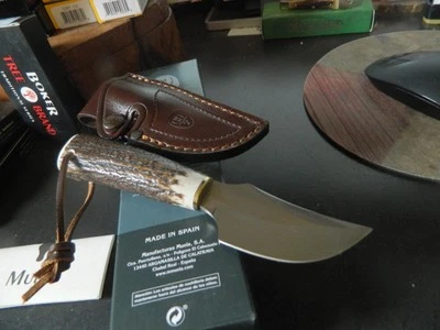 CUCHILLO MUELA EL 6 7/8" MANGO TECKEL 8A HOJA DE CIERVO SUPER AFILADO 440 FUNDA DE CUERO Foto 1 de 4