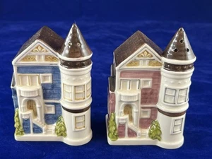 Vintage OTAGIRI Japan BLUE PINK House SALT & PEPPER Shakers - Picture 1 of 4