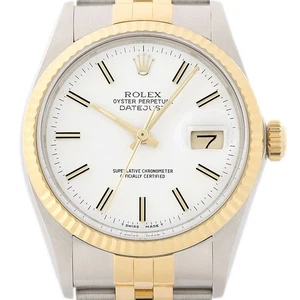 Rolex Herren Datejust 16013 18K Gelbgold Edelstahl 2Tone weißes Zifferblatt Uhr - Bild 1 von 7